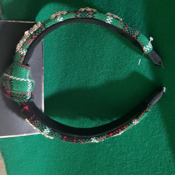 Tahari Sweater & Headband Rhinestone Buttons on Sleeves New Green Holiday's - Picture 15 of 17